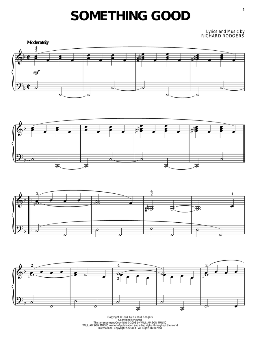 Something Good (from The Sound of Music) Piano Solo scores gallery preview page 1