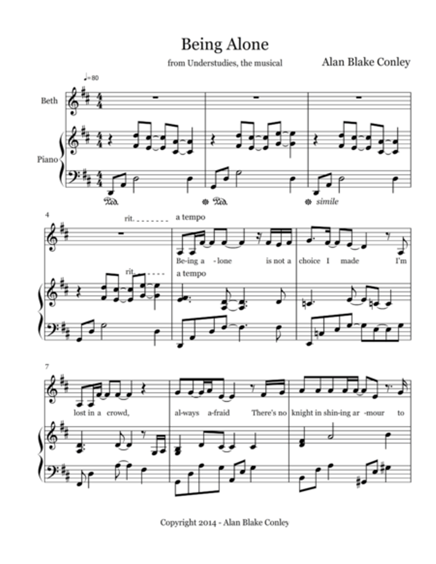 Being Alone - Understudies, the musical Voice scores gallery preview page 1