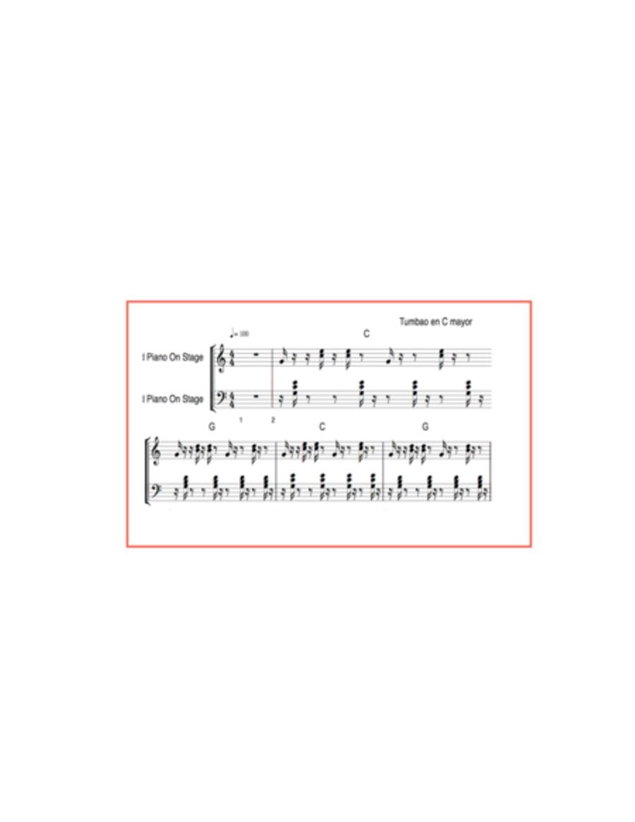 Tumbao piano merengue en C Easy Piano scores gallery preview page 1