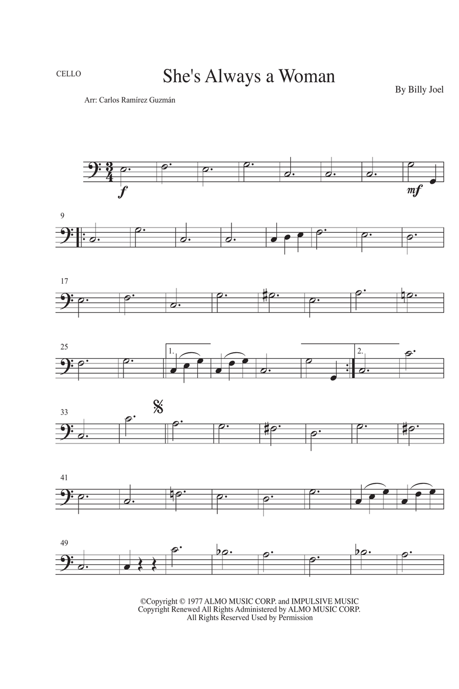 She's Always A Woman String Quartet scores gallery preview page 5