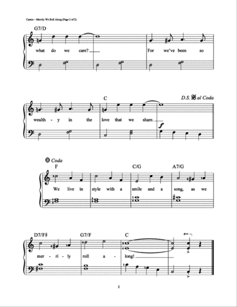 Merrily We Roll Along (Looney Tunes Theme) Easy Piano scores gallery preview page 2