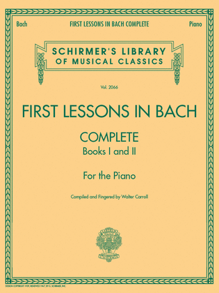 Book cover for First Lessons in Bach, Complete