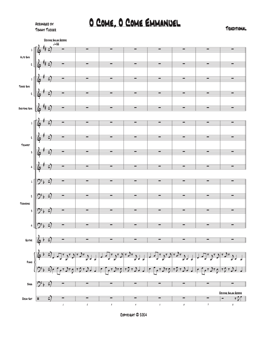 O Come, O Come Emmanuel Jazz Ensemble scores gallery preview page 1