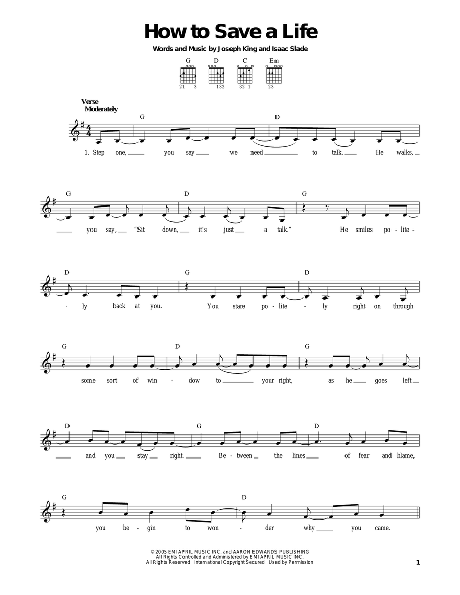 How To Save A Life Acoustic Guitar scores gallery preview page 1