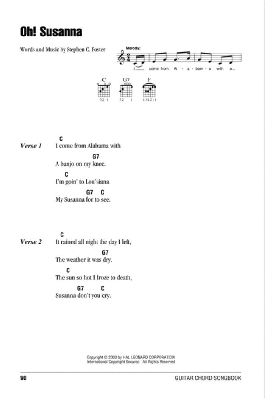 Oh! Susanna Acoustic Guitar scores gallery preview page 1