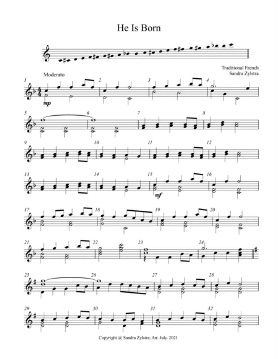 He Is Born (Il est né, le divin Enfant) (2 octave handbells) 2-Octaves scores gallery preview page 2