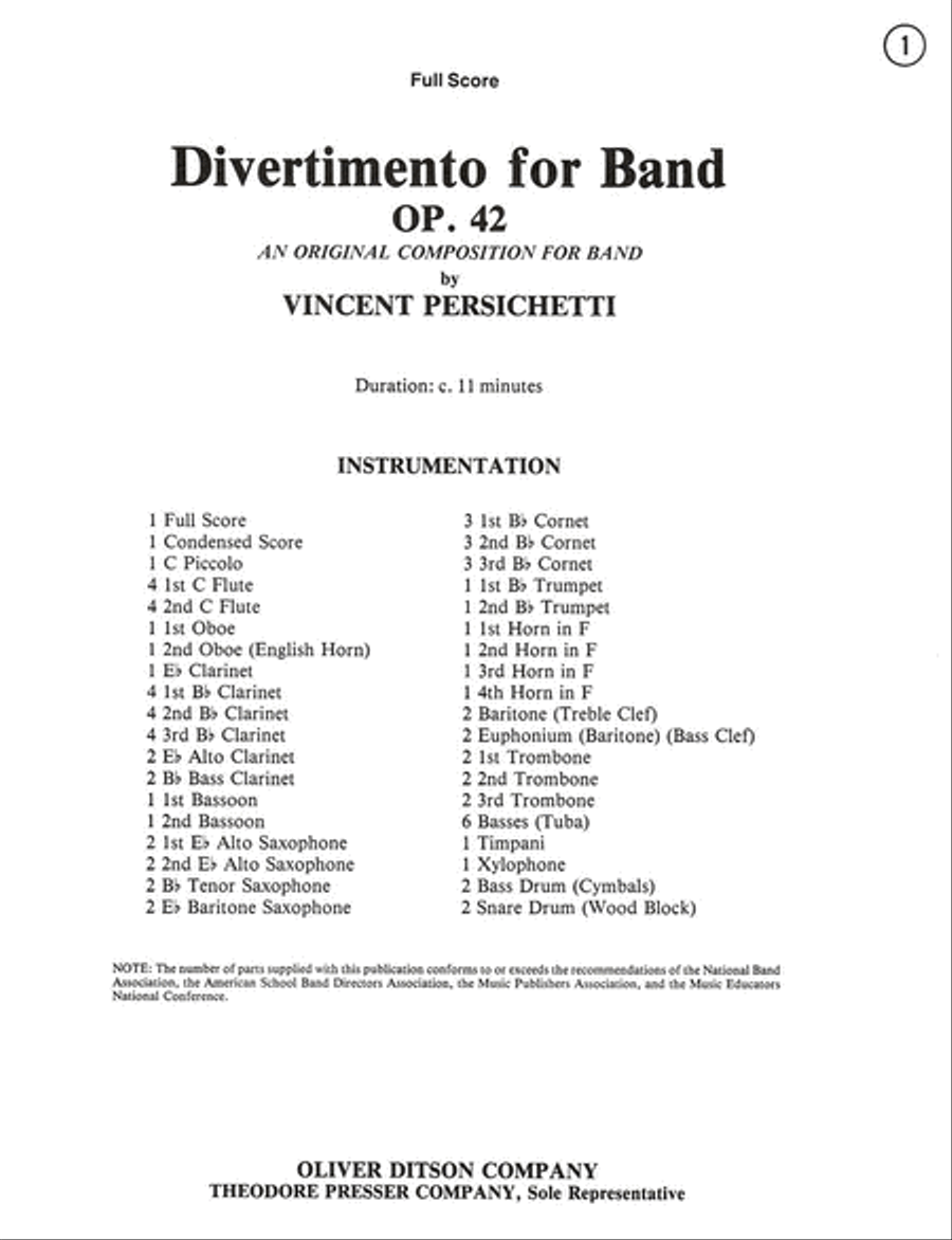 Divertimento For Band Concert Band scores gallery preview page 1