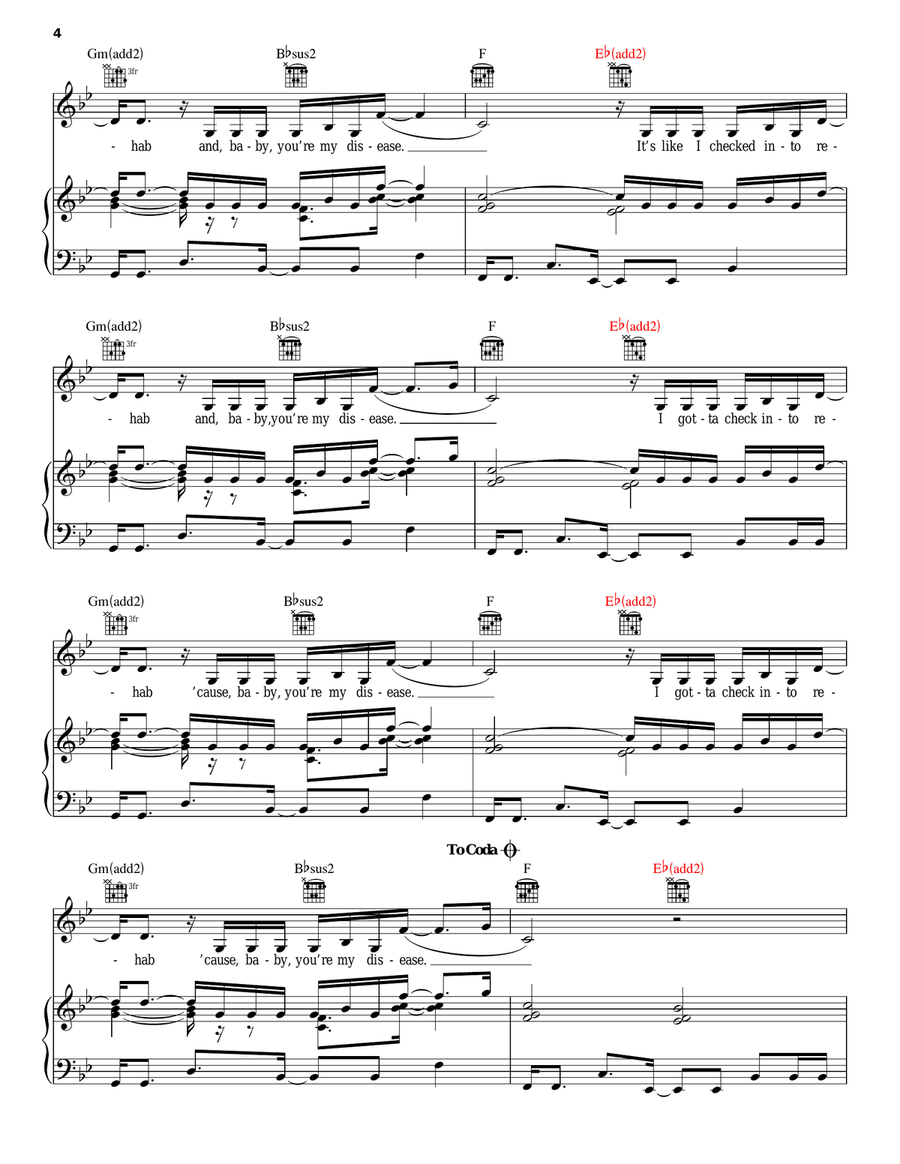 Rehab Piano, Vocal, Guitar scores gallery preview page 4