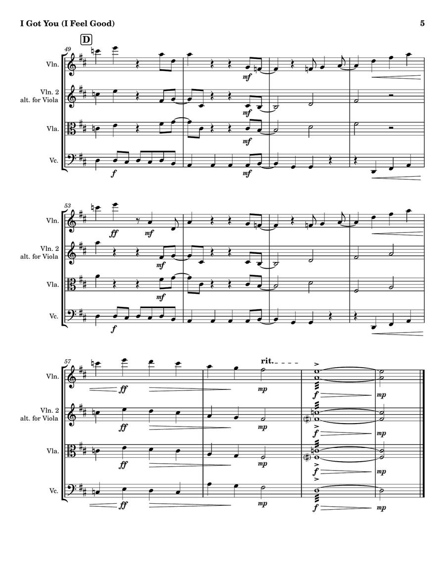 I Got You (I Feel Good) String Trio scores gallery preview page 5