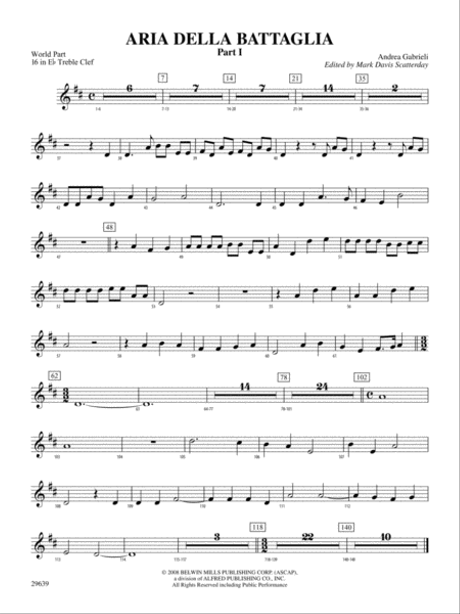 Aria Della Battaglia: (World Part) 16 in Eb Treble Clef Concert Band scores gallery preview page 1