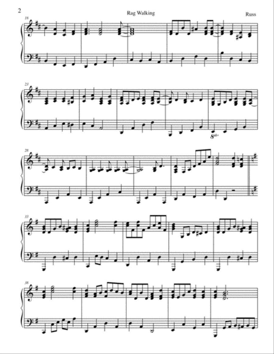 Rag Walking Piano Solo scores gallery preview page 2