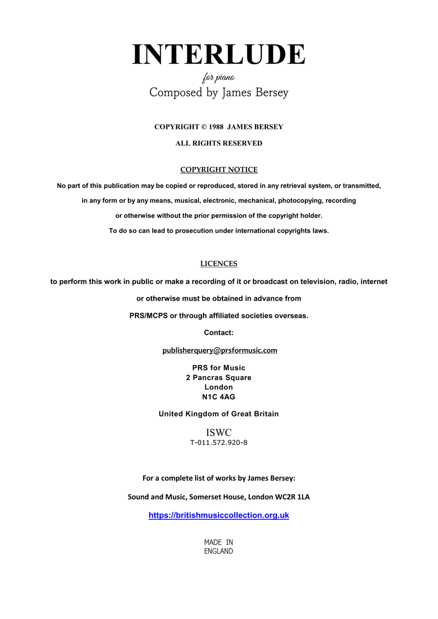 Interlude (piano solo) Interlude (piano solo) Chamber Music scores gallery preview page 2