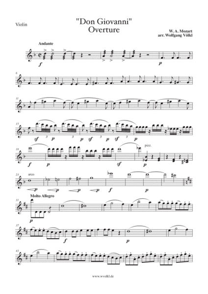 Don Giovanni - Overture - arr. for flute, violin, cello and piano - Parts