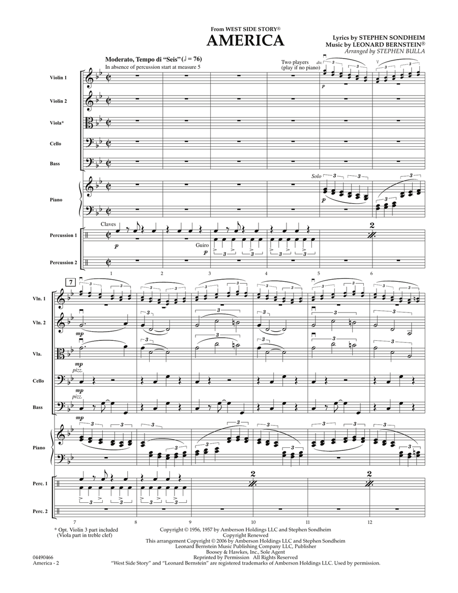 America (from West Side Story) - Full Score Orchestra scores gallery preview page 2