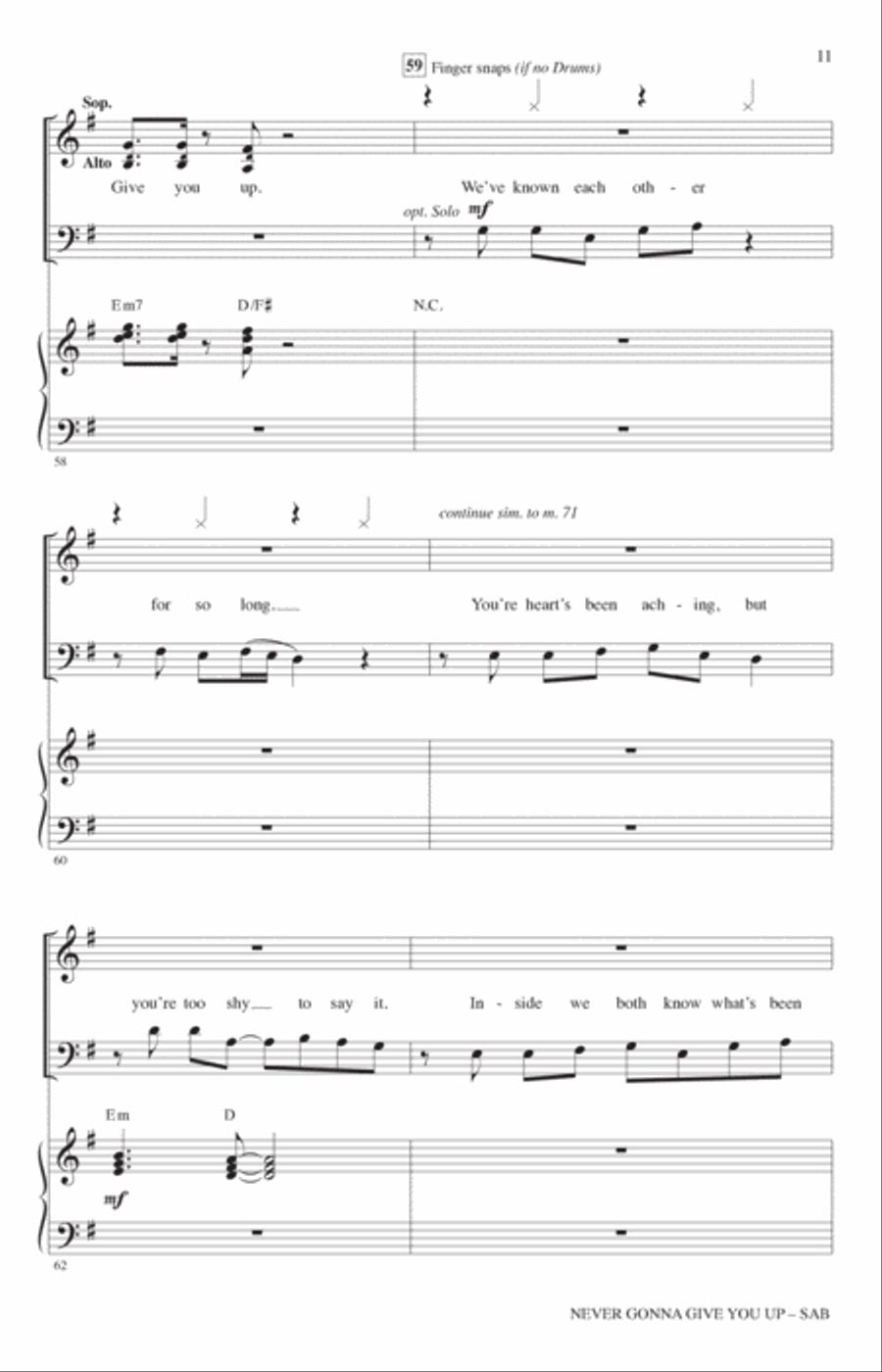 Never Gonna Give You Up (arr. Roger Emerson) 3-Part scores gallery preview page 10