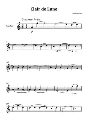 Clair de Lune by Debussy - Guitar Solo
