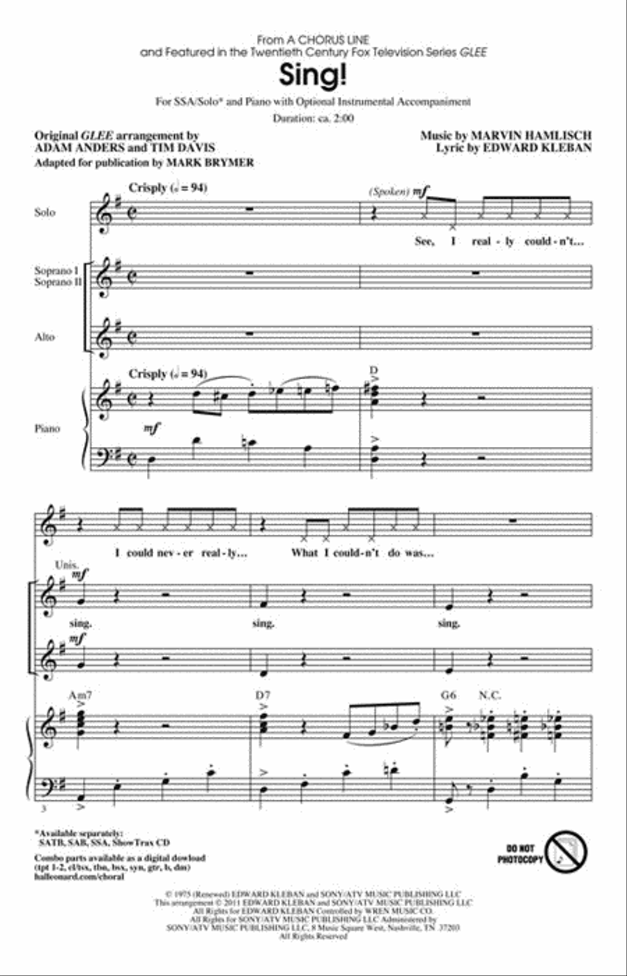 Sing! Sing! SSA scores gallery preview page 2