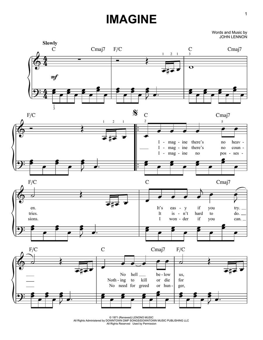 Imagine Easy Piano scores gallery preview page 1