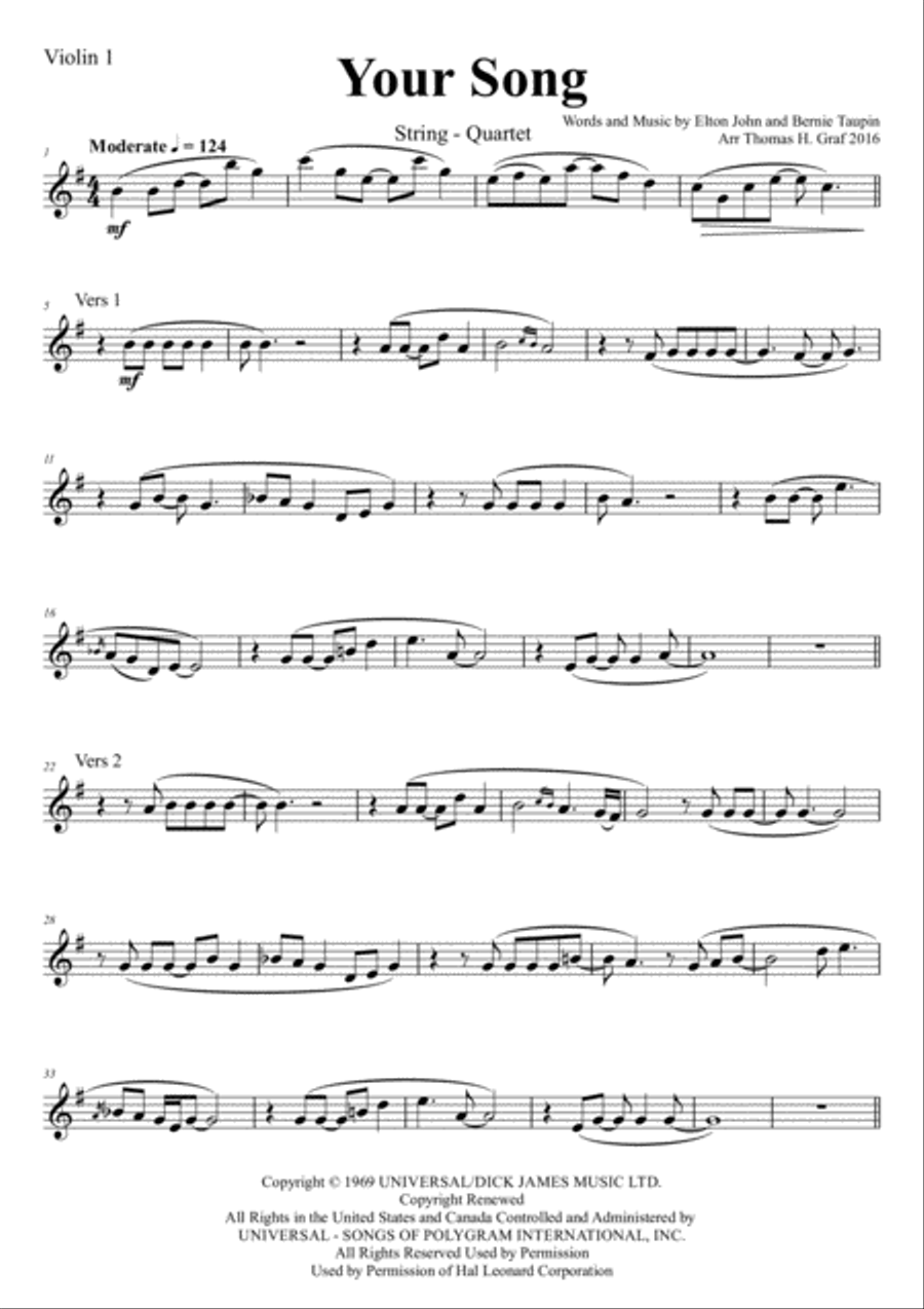 Your Song String Quartet scores gallery preview page 5