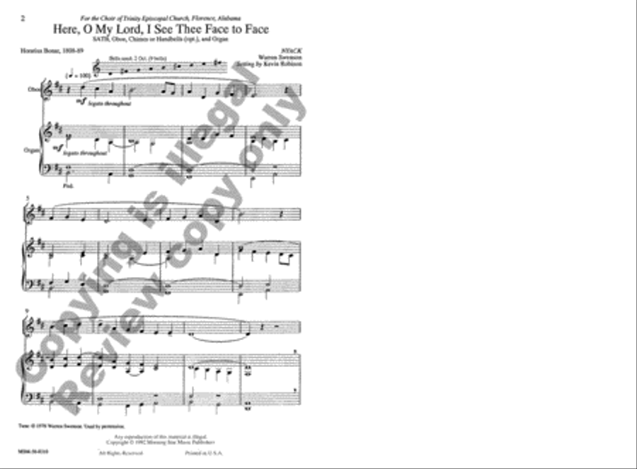 Here, O My Lord, I See Thee Face to Face 4-Part scores gallery preview page 2