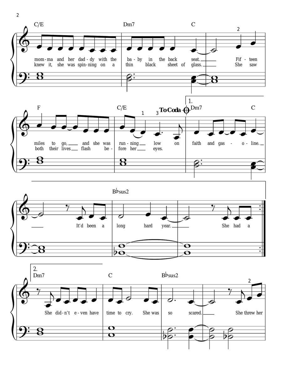 Jesus Take The Wheel Jesus Take The Wheel Easy Piano scores gallery preview page 2