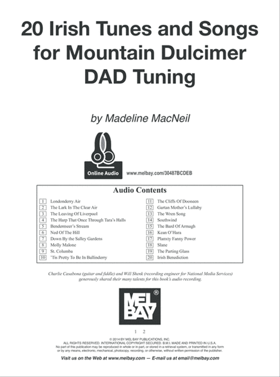 20 Irish Tunes and Songs for Mountain Dulcimer DAD Tuning Mountain Dulcimer scores gallery preview page 2