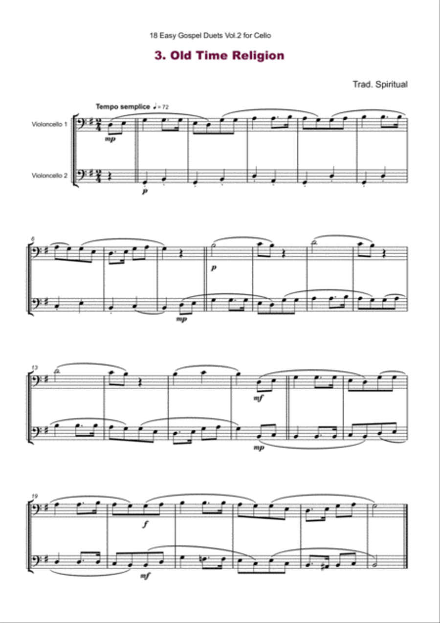 18 Easy Gospel Duets Vol.2 for Cello String Duet scores gallery preview page 5