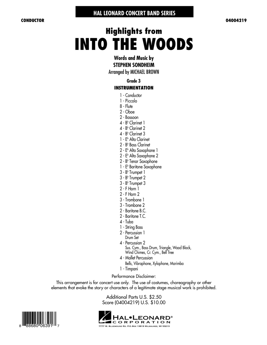 Highlights From Into The Woods - Conductor Score (Full Score) Concert Band scores gallery preview page 1