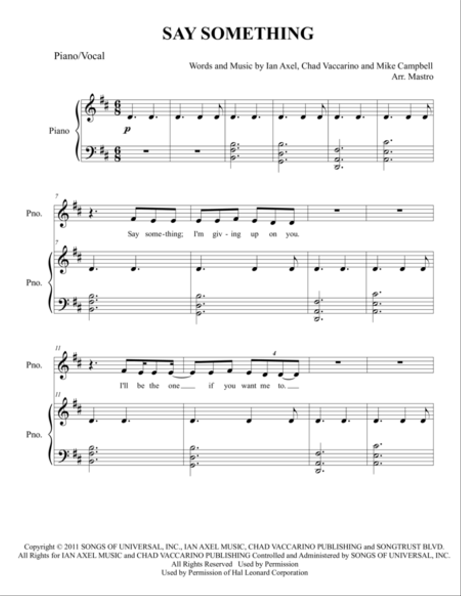 Say Something Voice scores gallery preview page 1