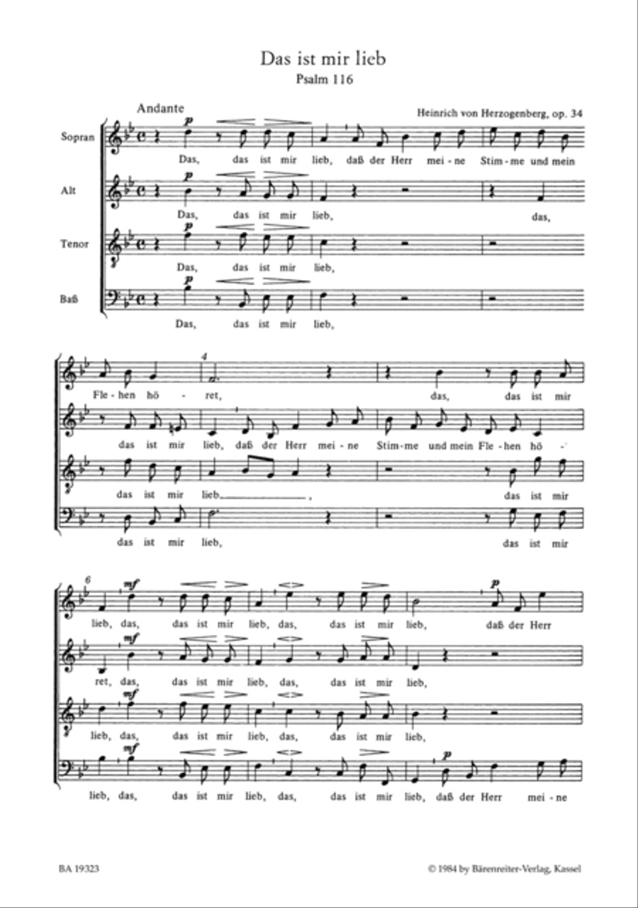 Das ist mir lieb for unaccompanied Four Part Chorus, op. 34 4-Part scores gallery preview page 2