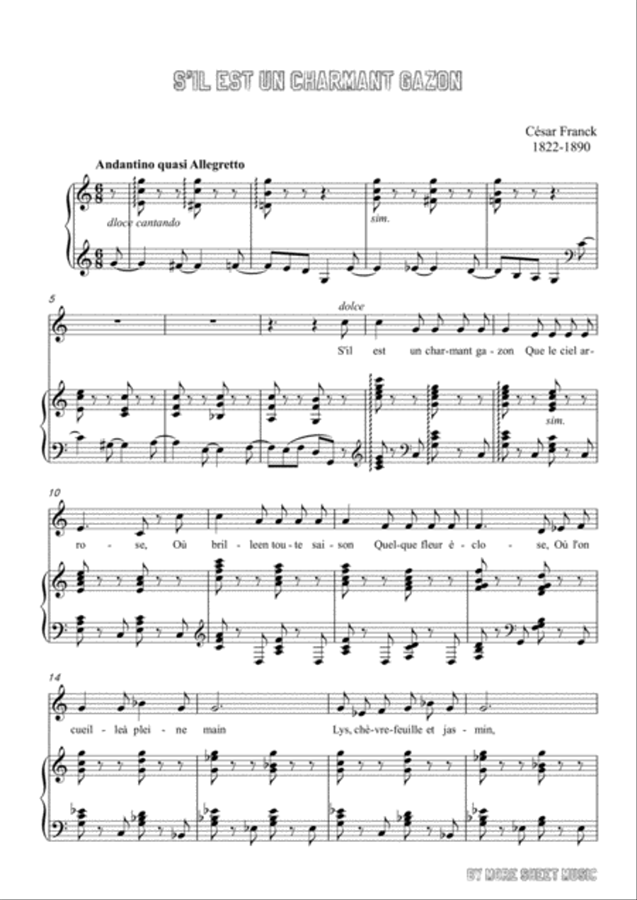 Franck-S'il est un charmant gazon in C Major,for voice and piano Voice Solo scores gallery preview page 3