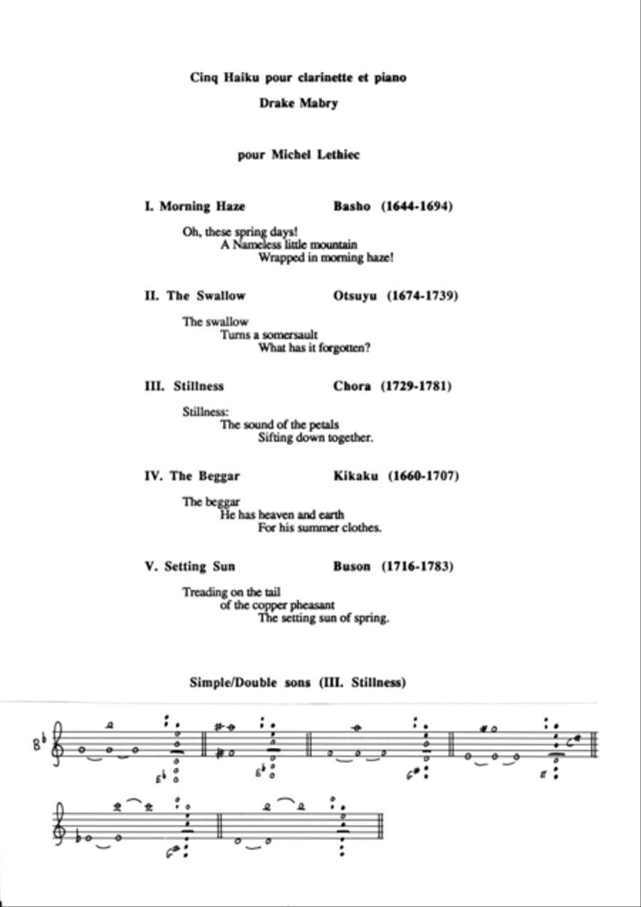 Five Haiku for clarinet and piano (a Zen experience) Woodwind Duet scores gallery preview page 2