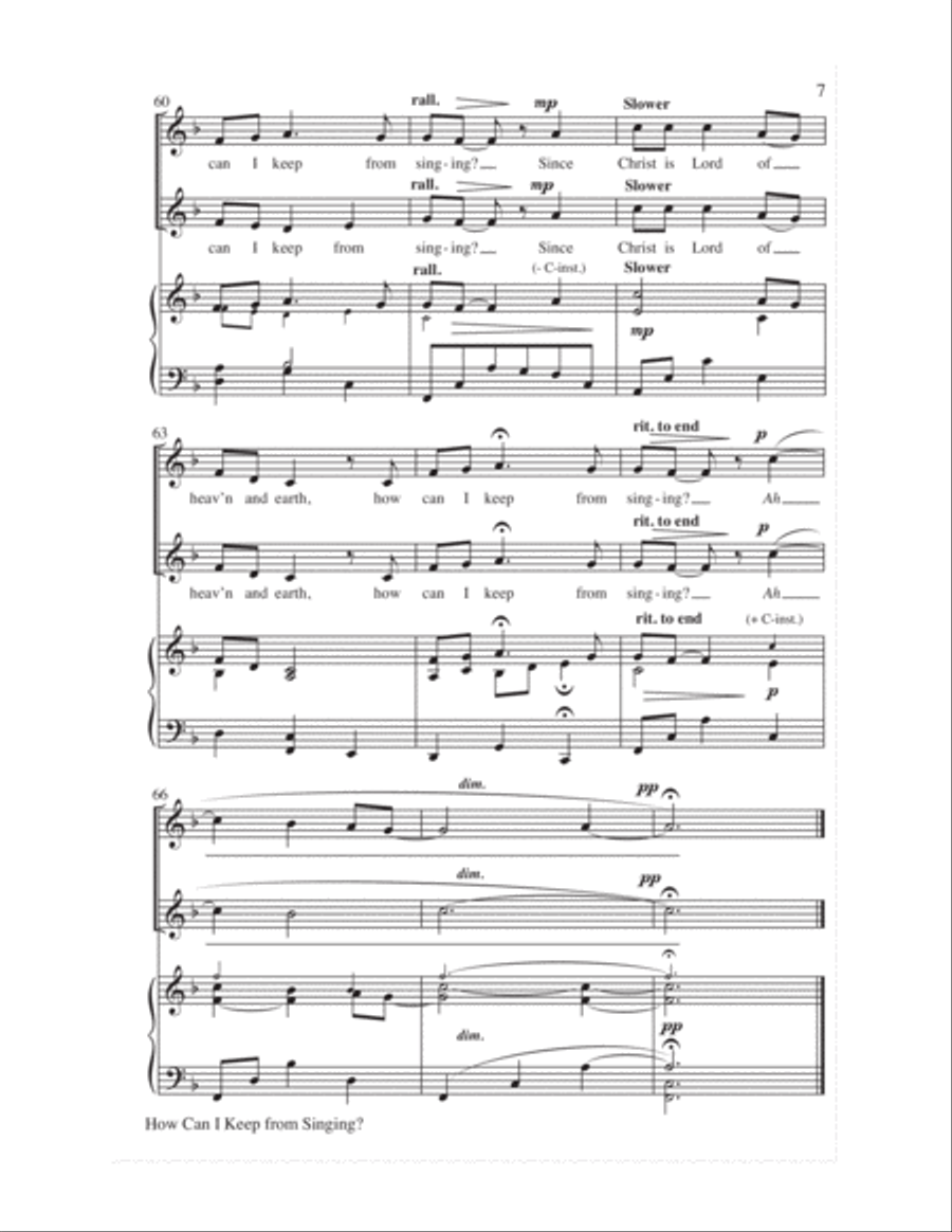 How Can I Keep from Singing? Unison Choir scores gallery preview page 7