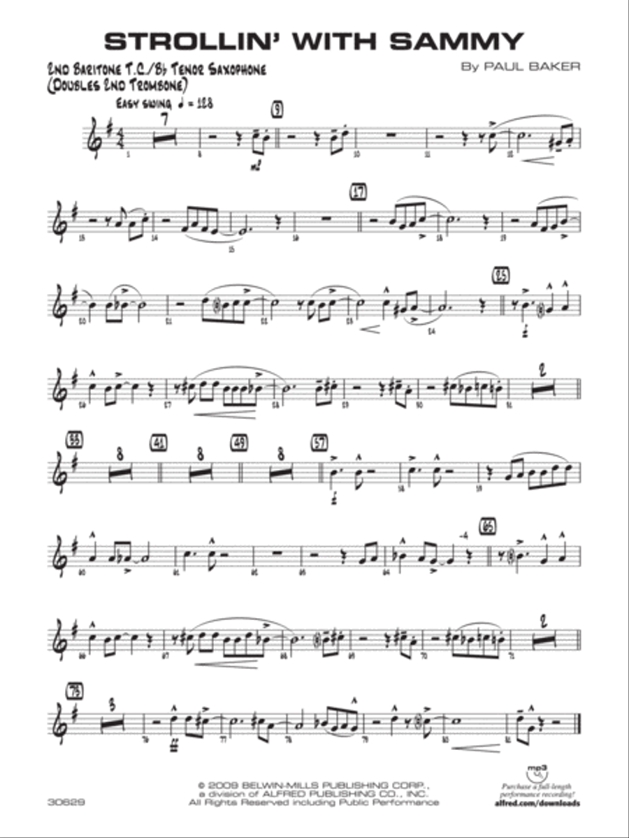Strollin' with Sammy: 2nd Baritone T.C. Jazz Ensemble scores gallery preview page 1