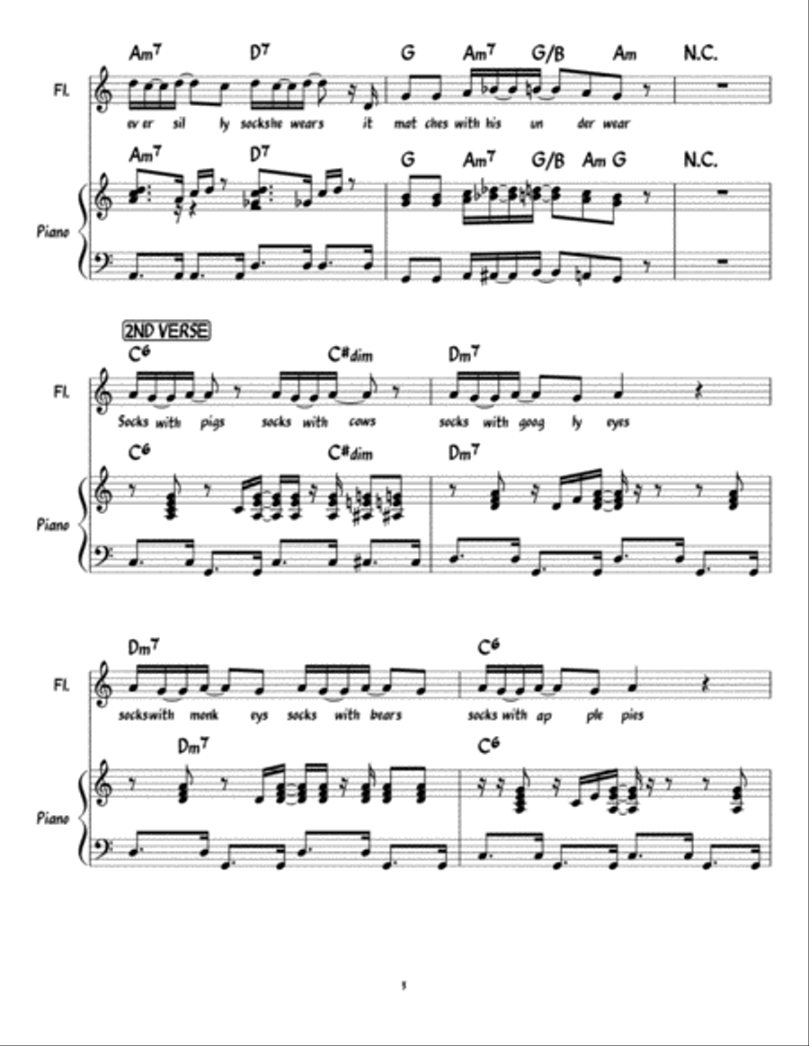 Silly Socks - Piano/Vocal/Guitar Piano, Vocal, Guitar scores gallery preview page 3