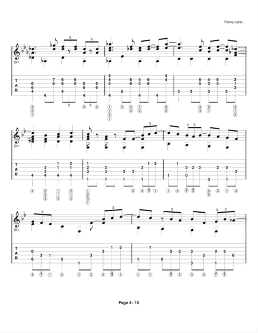 Penny Lane Electric Guitar scores gallery preview page 4
