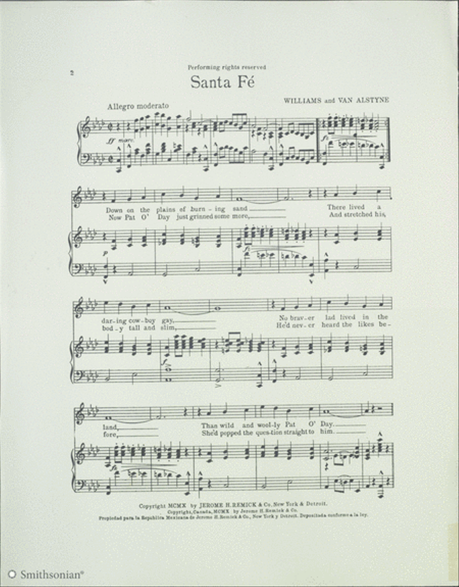 Santa Fe Song Piano, Vocal scores gallery preview page 2