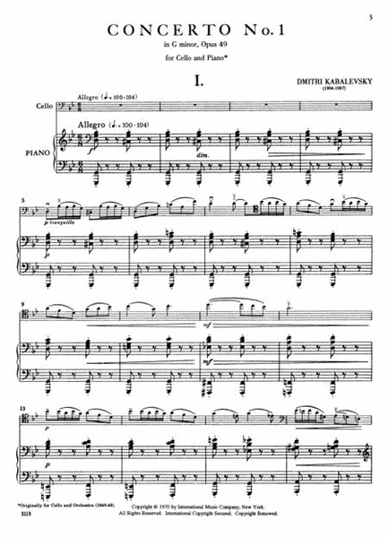 Concerto No. 1 In G Minor, Opus 49 by Dmitri Kabalevsky Piano Accompaniment - Sheet Music