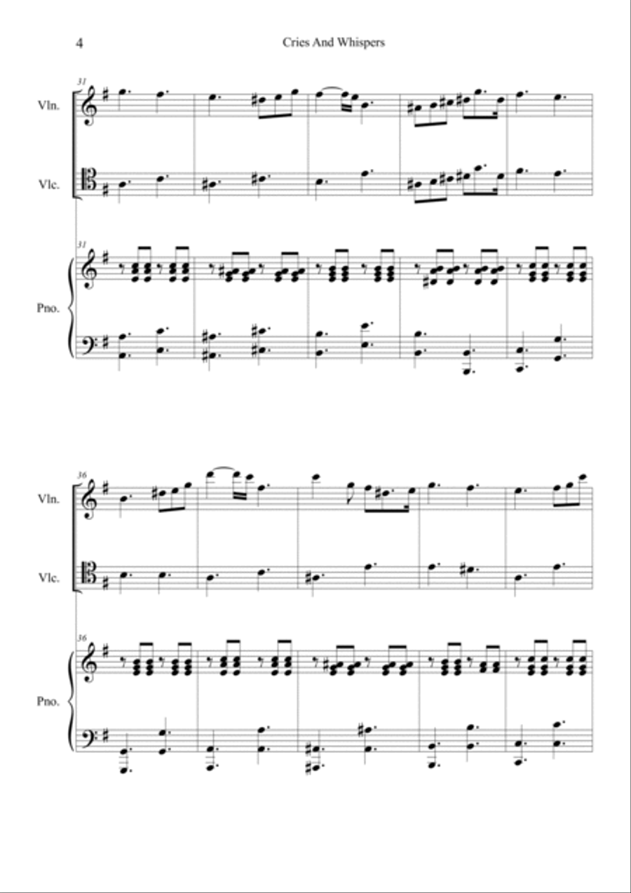 Cries and Whispers Cries and Whispers Piano Trio scores gallery preview page 4