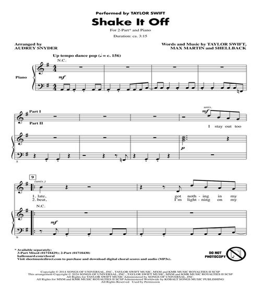 Shake It Off 2-Part scores gallery preview page 3