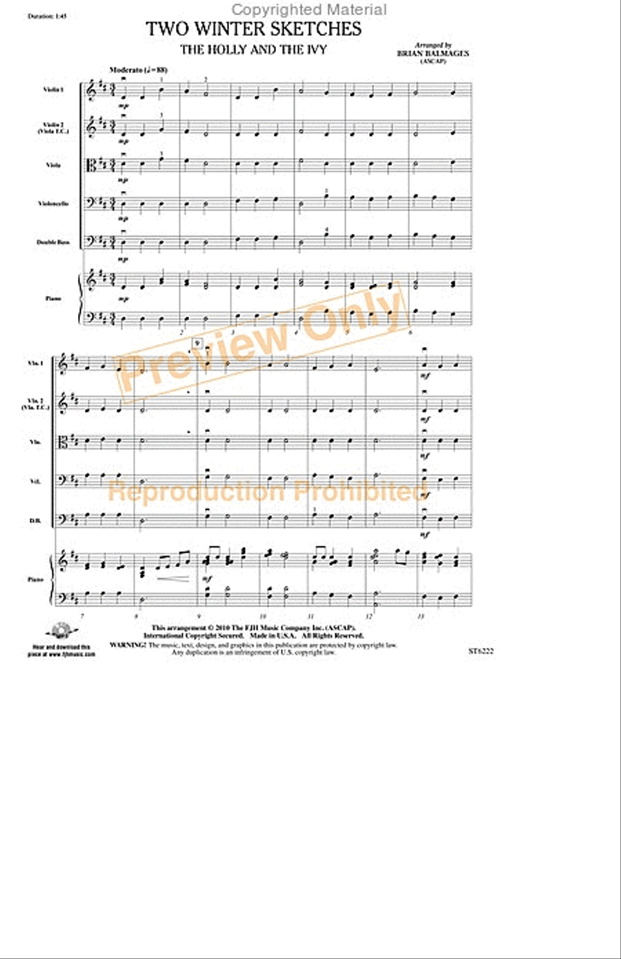 Two Winter Sketches String Orchestra scores gallery preview page 2