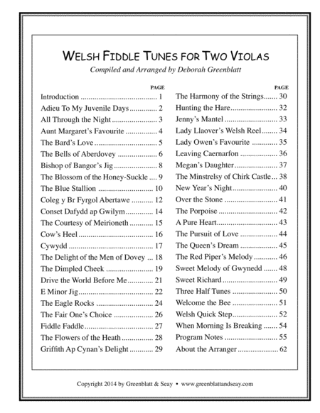 Welsh Fiddle Tunes for Two Violas