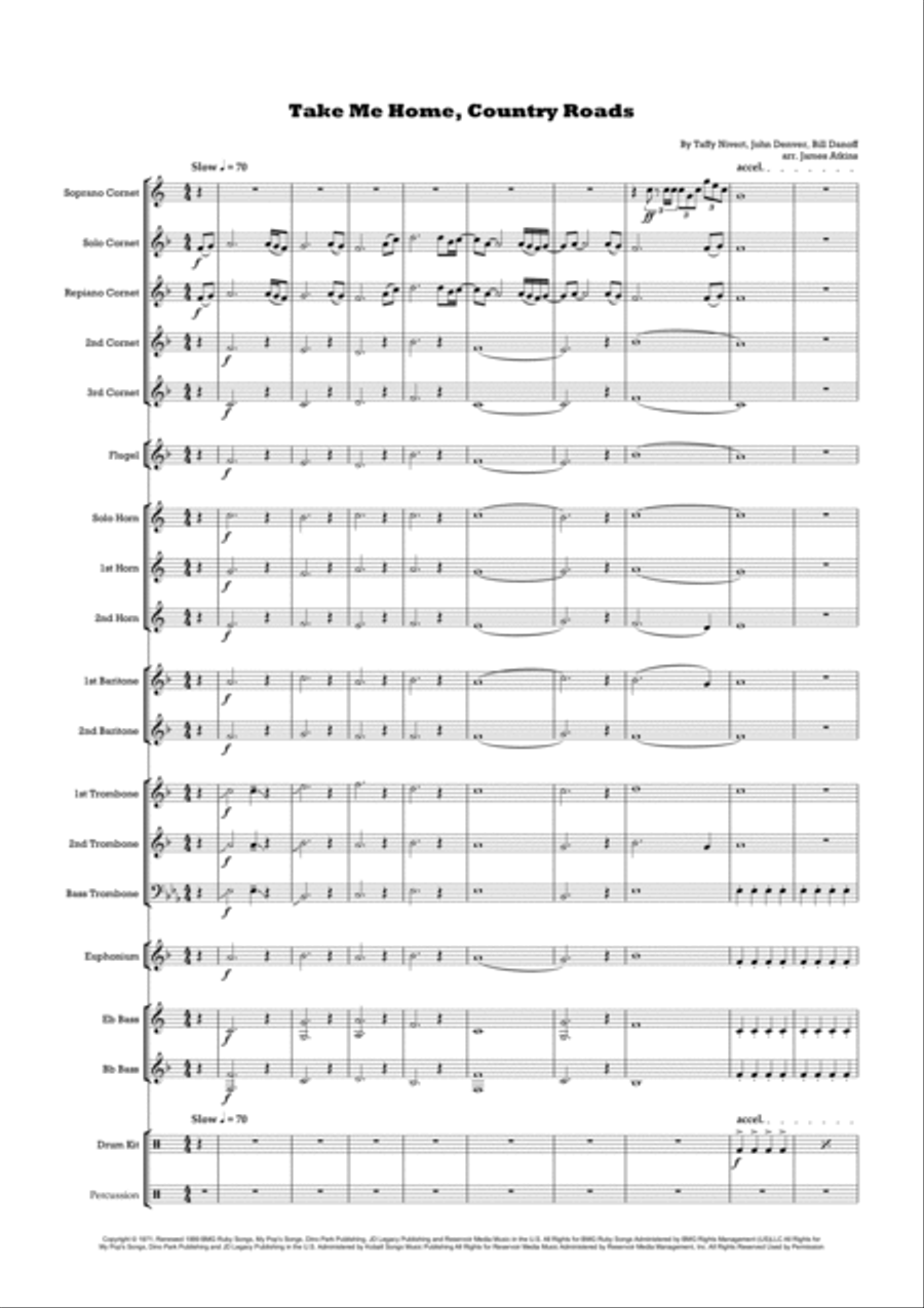 Take Me Home, Country Roads Brass Band scores gallery preview page 2
