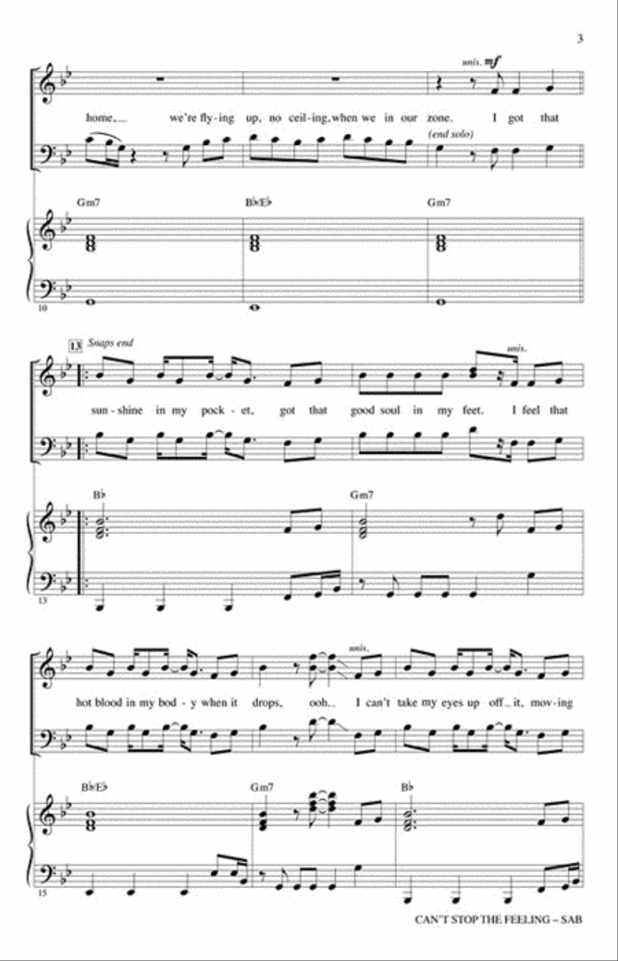 Can't Stop the Feeling 3-Part scores gallery preview page 3