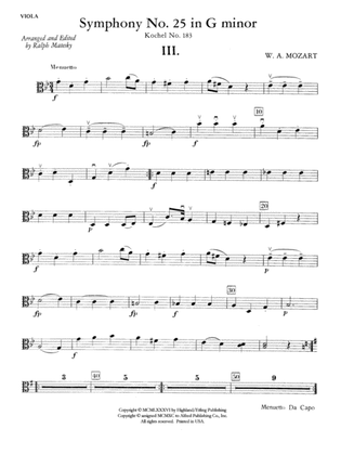 Mozart's Symphony No. 25 in G Minor, 3rd & 4th Movements: Viola