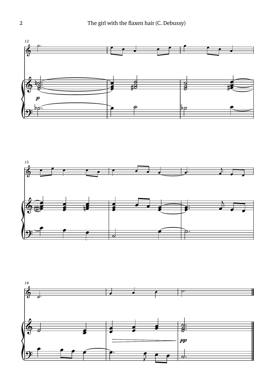 The Girl With The Flaxen Hair (glockenspiel with piano accompaniment) Piano Accompaniment scores gallery preview page 2