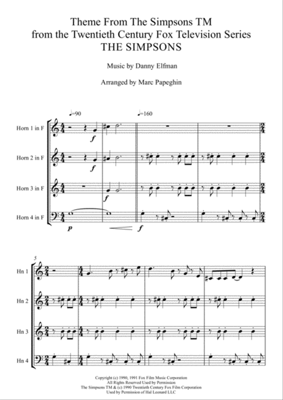Theme From The Simpsons TM from the Twentieth Century Fox Television Series THE SIMPSONS Brass Ensemble scores gallery preview page 2