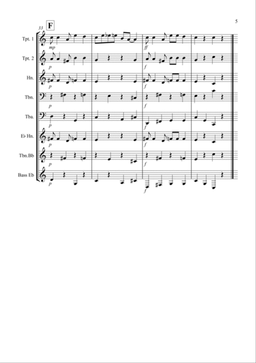 Burnie's Ragtime for Brass Quintet Brass Quintet scores gallery preview page 5