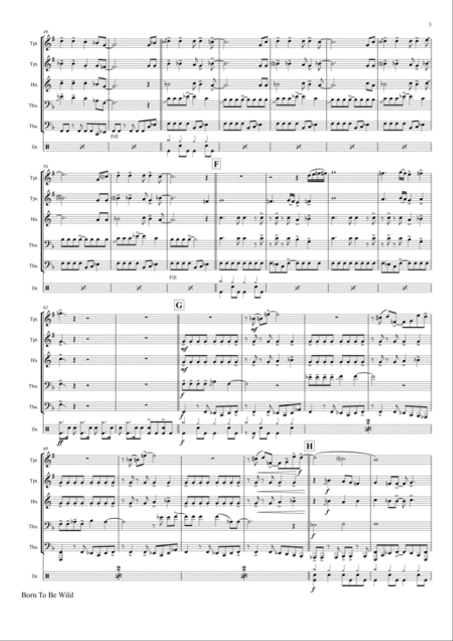 Born To Be Wild Brass Quintet scores gallery preview page 3