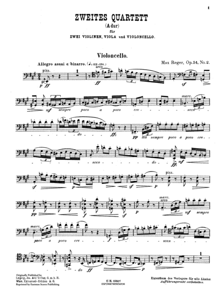 II. Streichquartett, Op. 54, no. 2, la majeur, A dur, A major